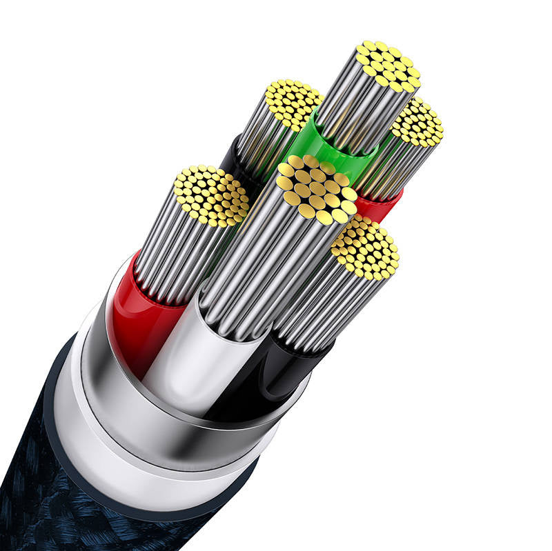 3in1 USB-kabel Baseus Flash-serie, USB-C + micro USB + Lightning, 100W, 1,2 m (blå)