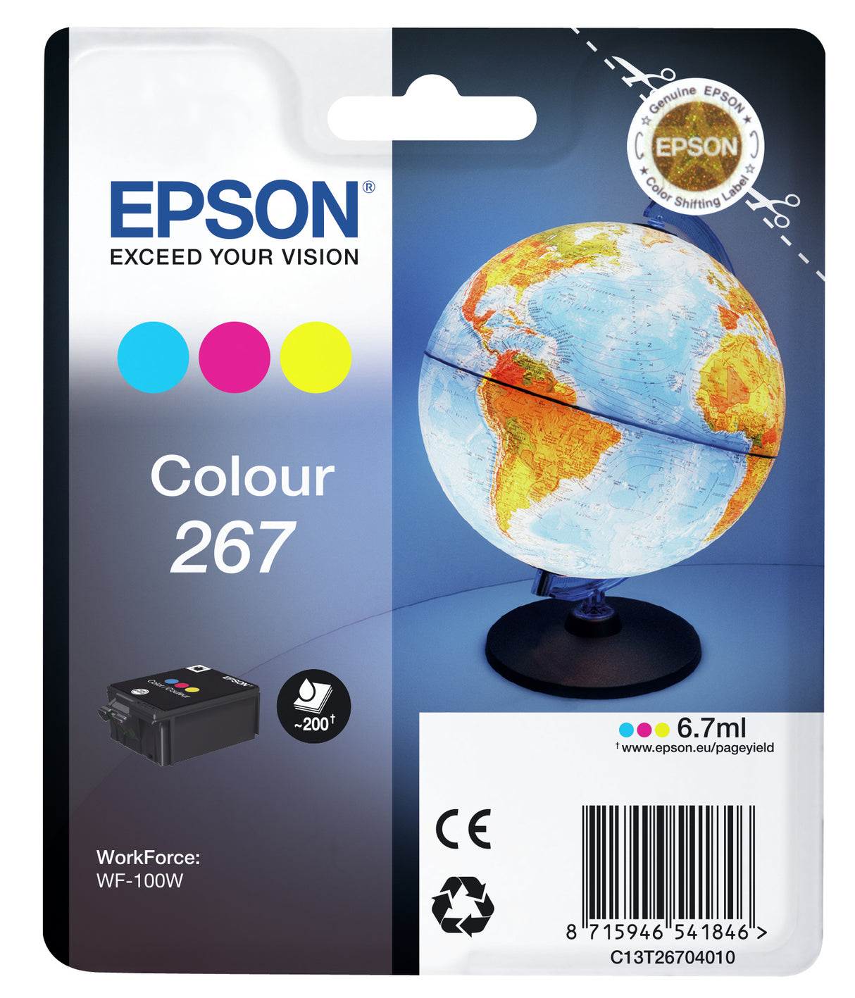 Epson Globe C13T26704010 blækpatron 1 stk Original Blå, Magenta, Gul