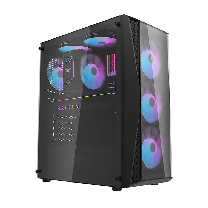 Darkflash DK352 Plus computerkasse (sort) + 4 RGB-ventilatorer