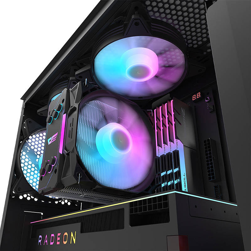 Darkflash DK352 Plus computerkasse (sort) + 4 RGB-ventilatorer