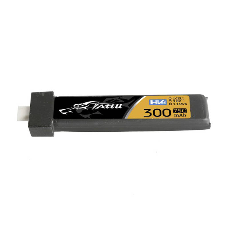 Tattu LiPo 300mAh 3.8V 75C 1S1P HV BT2.0.5 batteri (5 stykker)