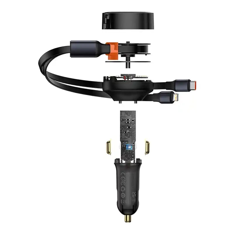 Biloplader Baseus Enjoyment med kabel USB-C + Lightning 3A, 30W (sort)