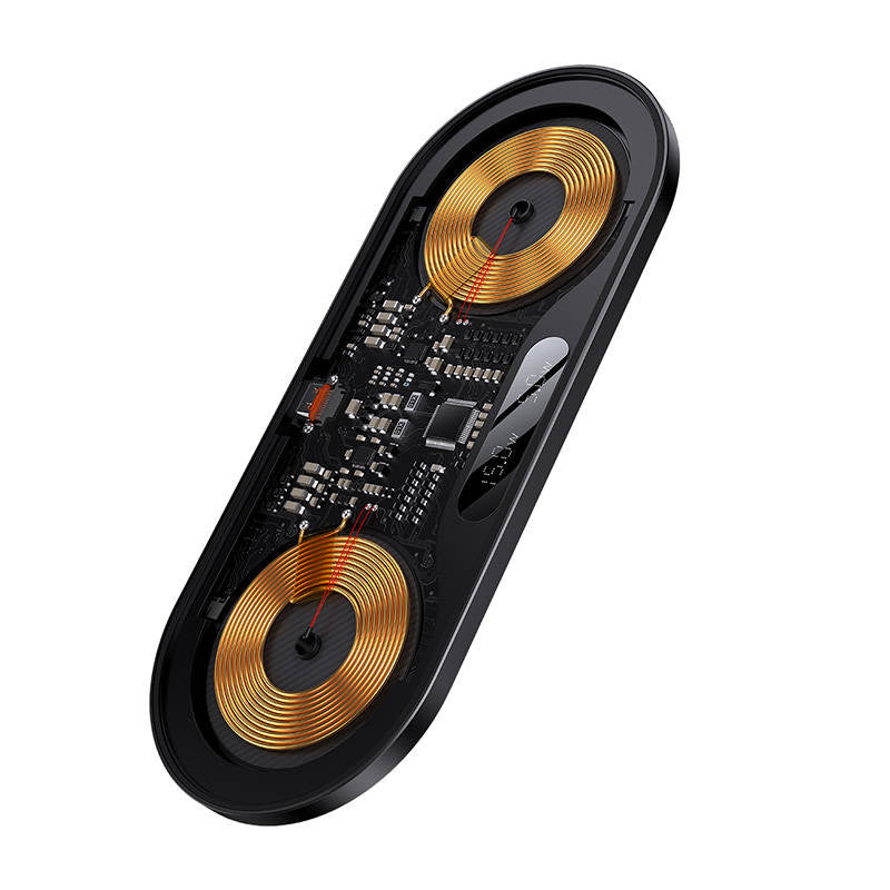 Dual Qi trådløs oplader Baseus Digital LED Display, 20W