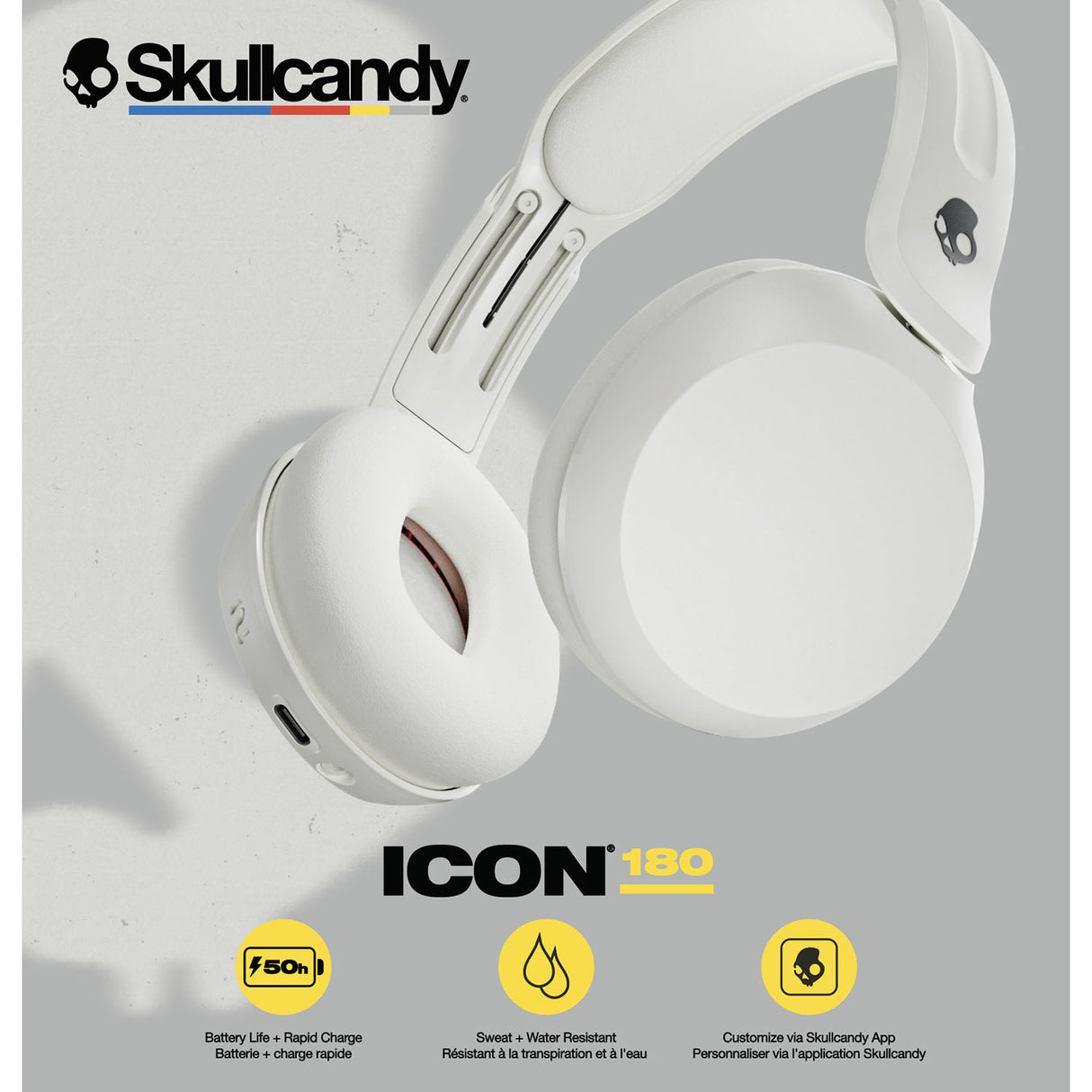 Skullcandy Headphone Icon On Ear Bone White