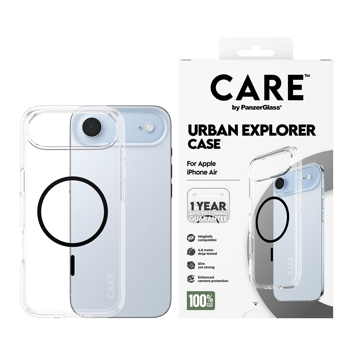 PanzerGlass CARE by ® Flagship Case Transparent Urban Explorer m. Sort MagSafe iPhone Air