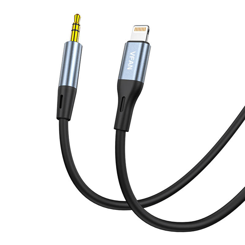 Kabel VFAN L05 Lightning til mini jack 3,5 mm AUX, 1 m (grå)