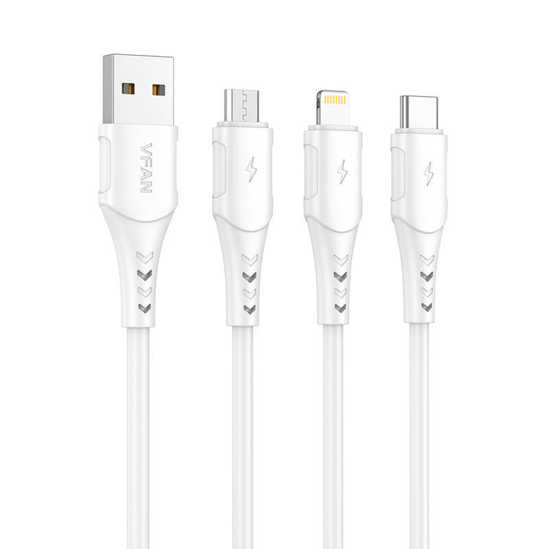 USB til Micro USB-kabel VFAN Colorful X12, 3A, 1m (hvid)