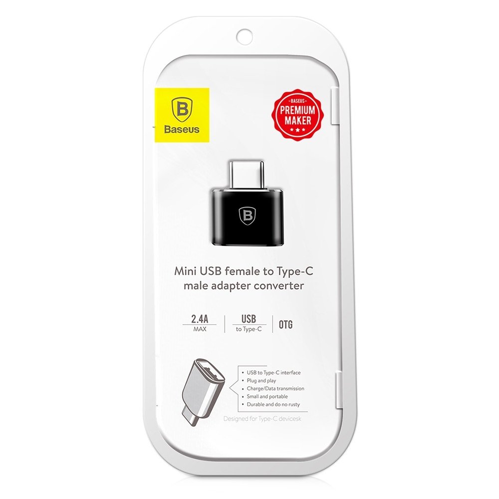 Baseus Mini USB-A to USB-C OTG Adapter - Black