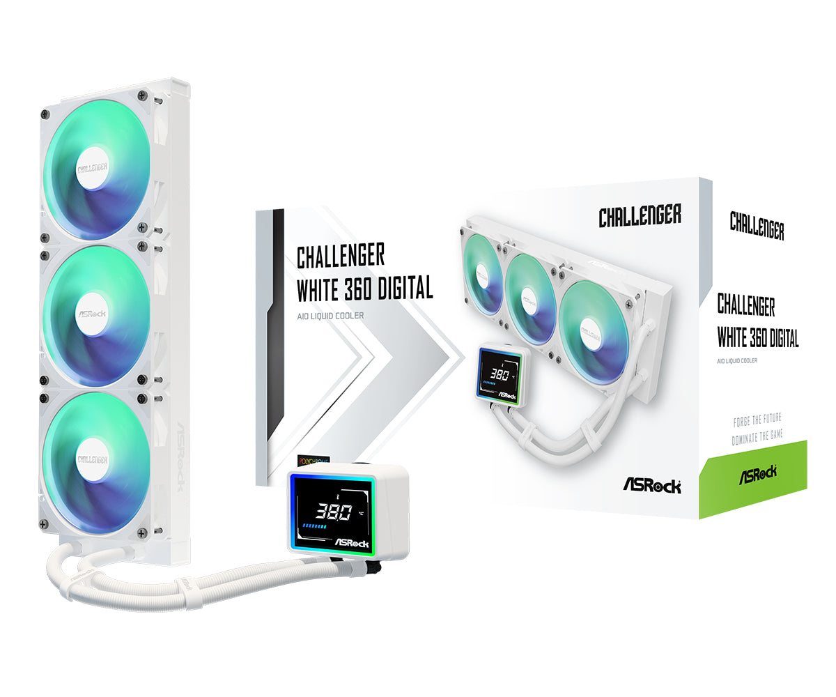 Asrock Challenger 360 Digital ARGB kølesystem 1-pack Hvid 120 mm