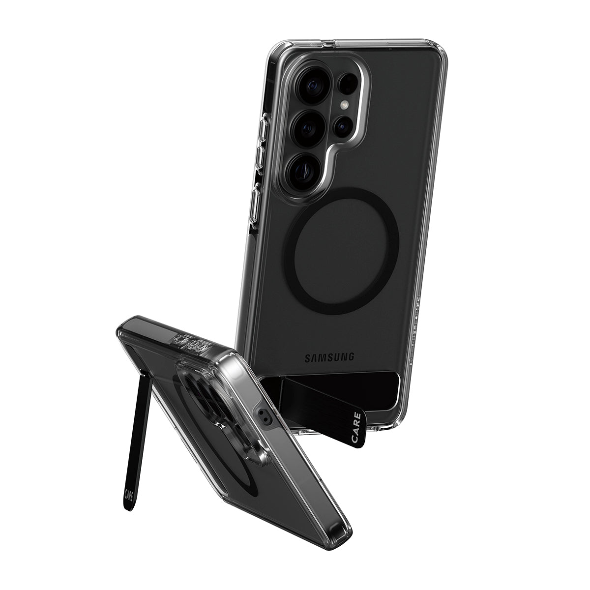 CARE by PanzerGlass Urban Explorer Case Transparent w. Black Kickstand & Qi Samsung Galaxy S26 Ultra