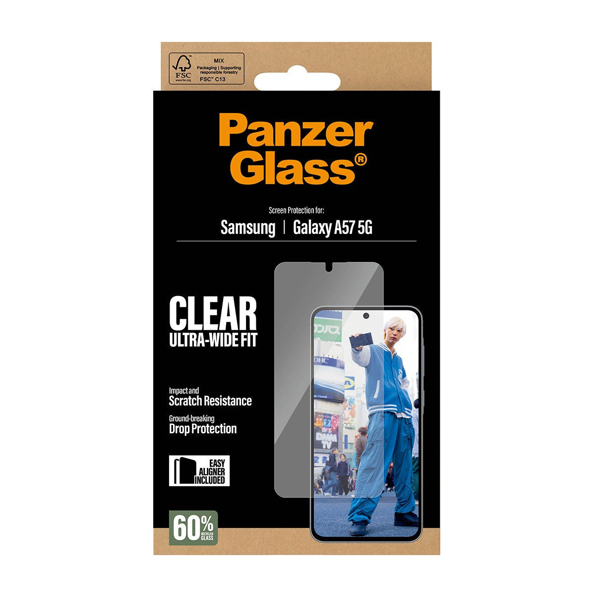 PanzerGlass Screen Protector Ultra-Wide Fit - Clear - Samsung Galaxy A57 5G Klar skærmbeskytter