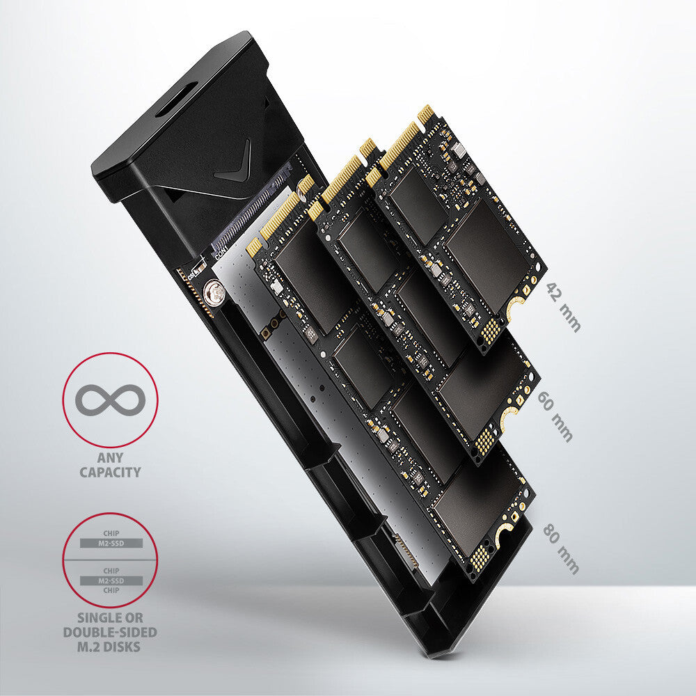 Axagon EEM2-UB2 drevkabinet SSD kabinet Sort M.2