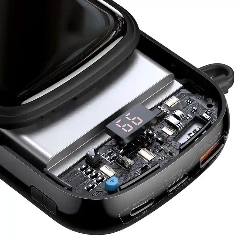 Powerbank Baseus Qpow PRO med Lightning-kabel, USB-C-port og USB 20000mAh, 20W (Sort)