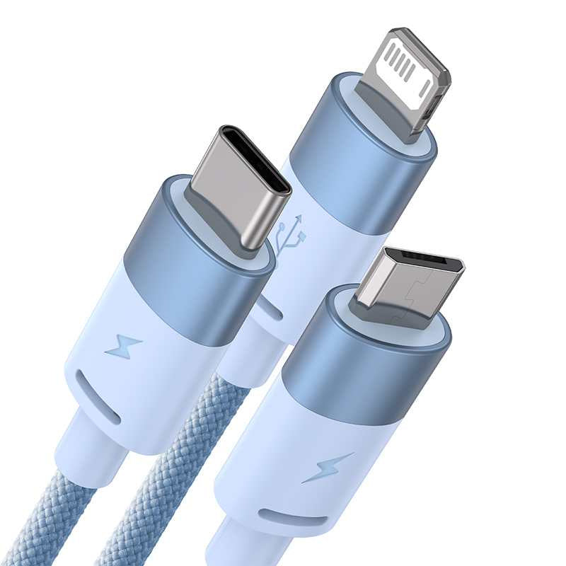 3in1 USB-kabel Baseus StarSpeed Series, USB-C + Micro + Lightning 3,5A, 1,2m (blå)