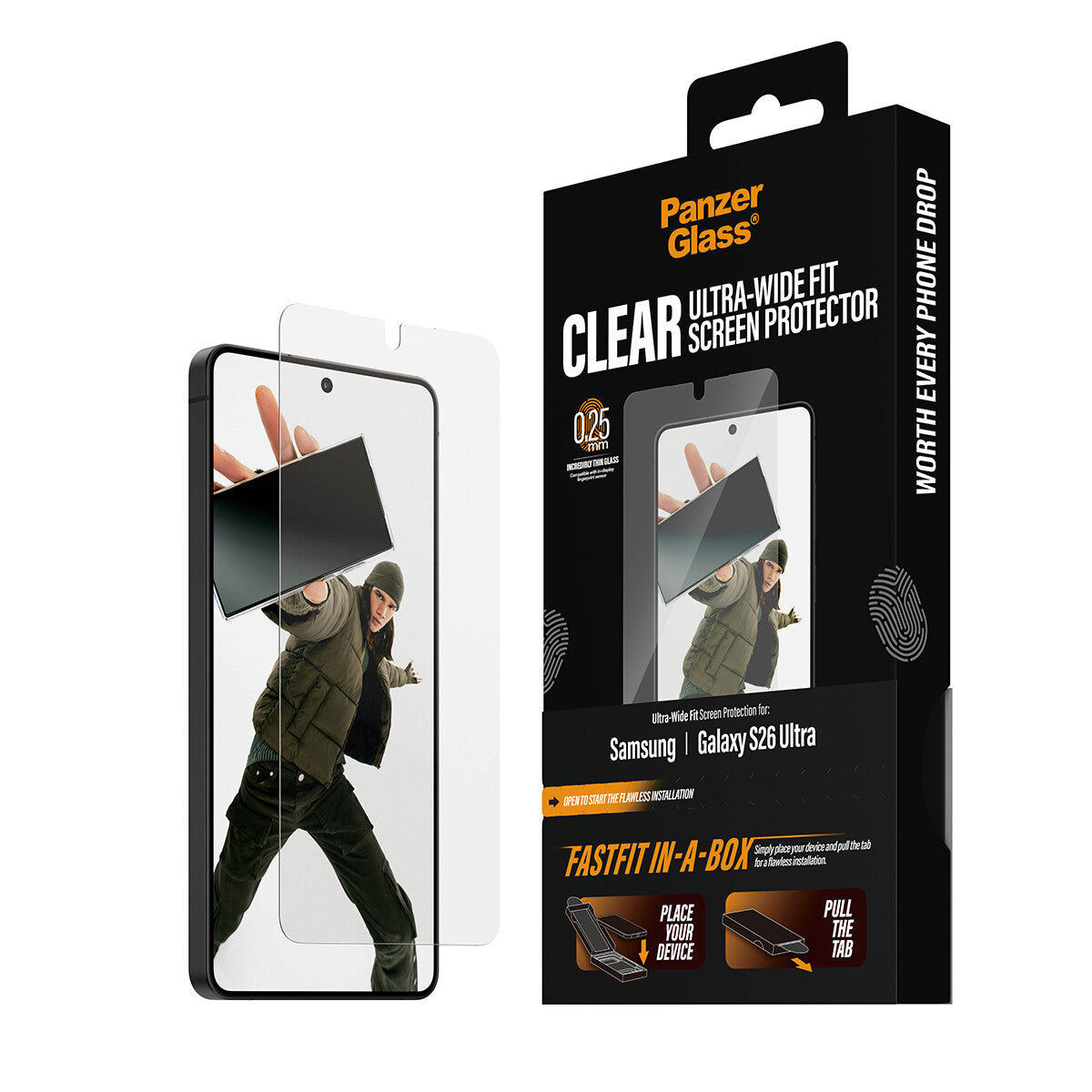 PanzerGlass ® Skærmbeskyttelse Samsung Galaxy S26 Ultra | Ultra-Wide Fit m. Fastfit in-a-box