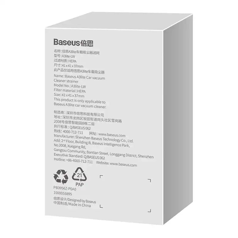 Baseus A3lite bilstøvsugerfiltre 2 PCS (hvid)