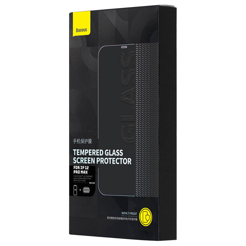 Baseus Schott HD hærdet glas med støvfilter 0,3 mm til iPhone 12 Pro Max