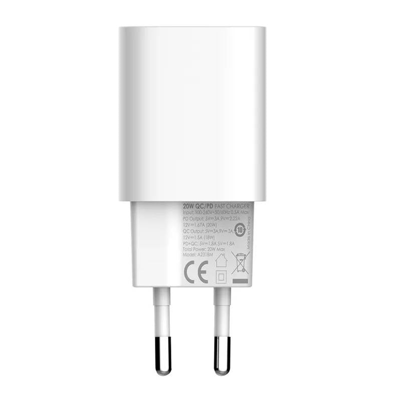 Væglader LDNIO A2318M USB, USB-C + USB-C - Lightning Cable