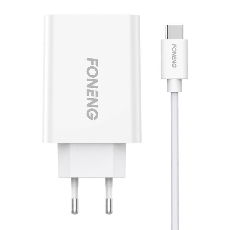Hurtig oplader Foneng 1x USB EU43 10.5W+ USB Type C-kabel