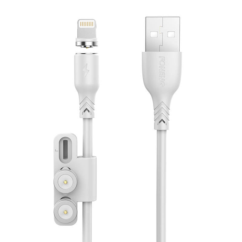 Foneng X62 Magnetisk 3in1 USB til USB-C / Lightning / Micro USB-kabel, 2,4 A, 1 m (hvid)