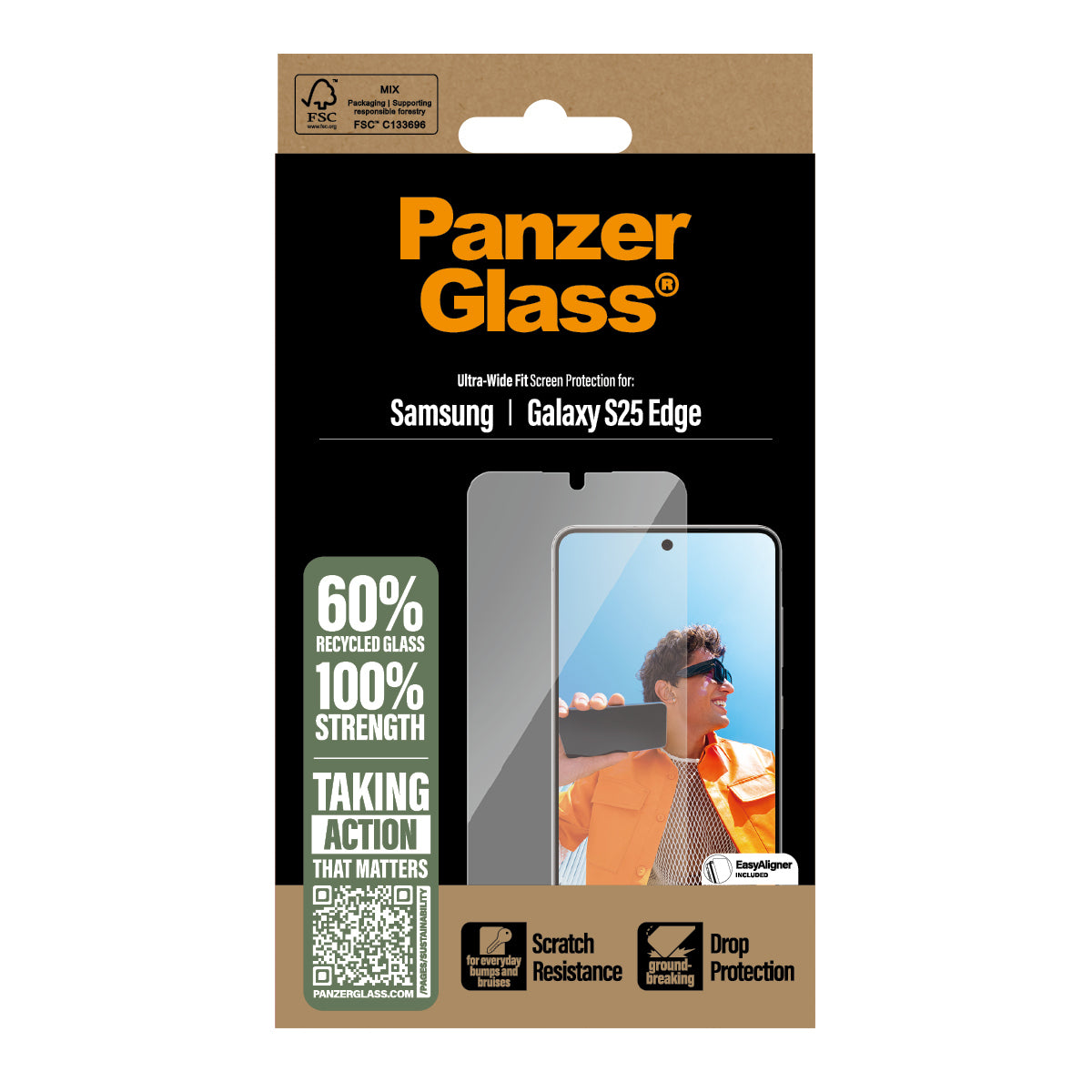 PanzerGlass Screen Protector Samsung S25 Edge - Ultra-Wide Fit