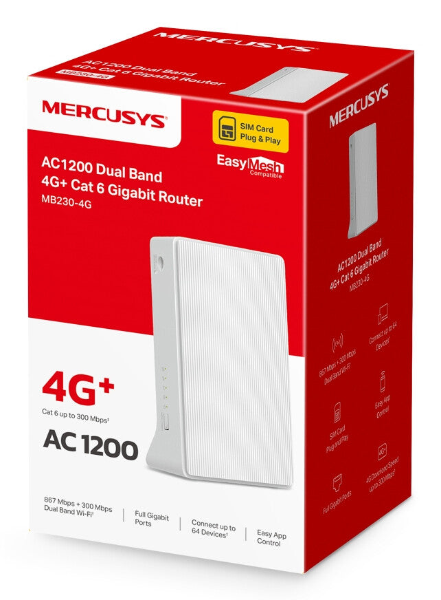 Mercusys MB230-4G trådløs router Gigabit Ethernet Dual-band (2,4 GHz / 5 GHz) Hvid