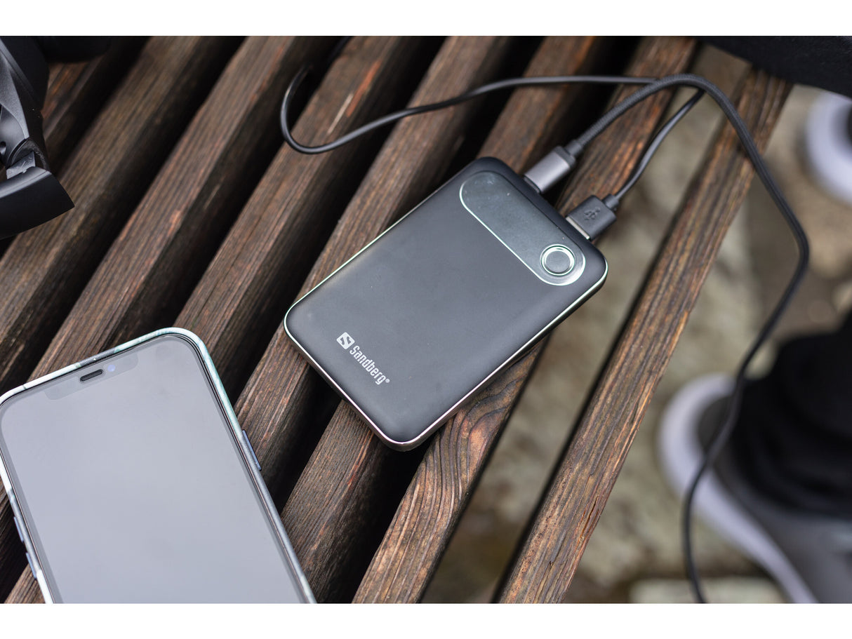 Sandberg 421-16 powerbank Lithium polymer (LiPo) 10000 mAh Aluminium, Sort
