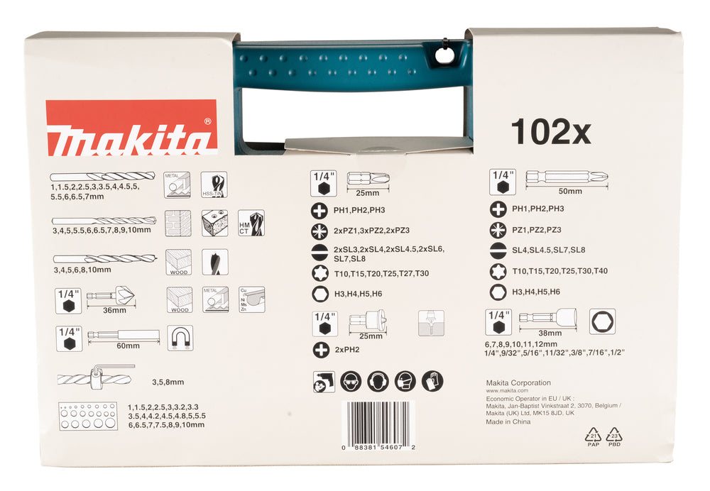 Makita Bor & Bitsbox 102 Dele