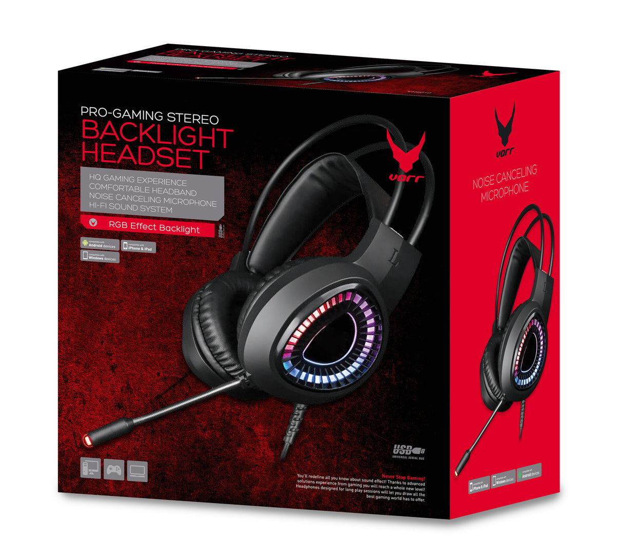 Varr VH8010 hovedtelefoner/headset Ledningsført Spil Sort