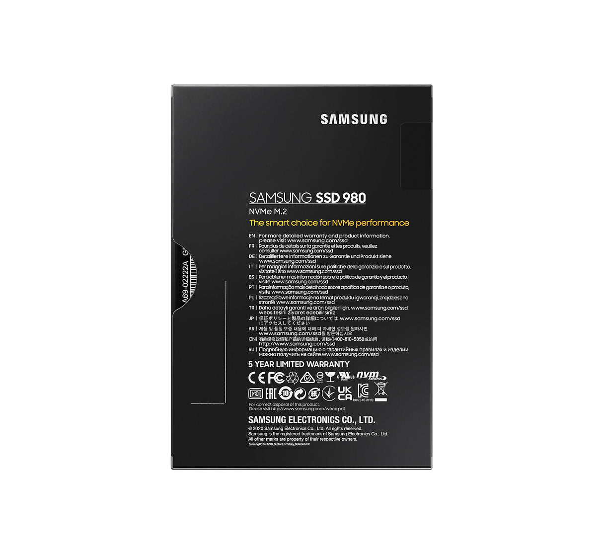 Samsung 980 500 GB M.2 PCI Express 3.0 NVMe V-NAND MLC