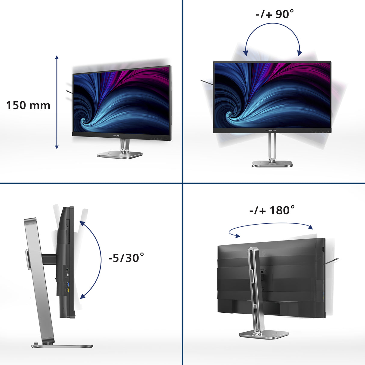 Philips 27B2U4601/00 27 IPS 2560 x 1440 (2K) DisplayPort HDMI USB-C 120 Hz