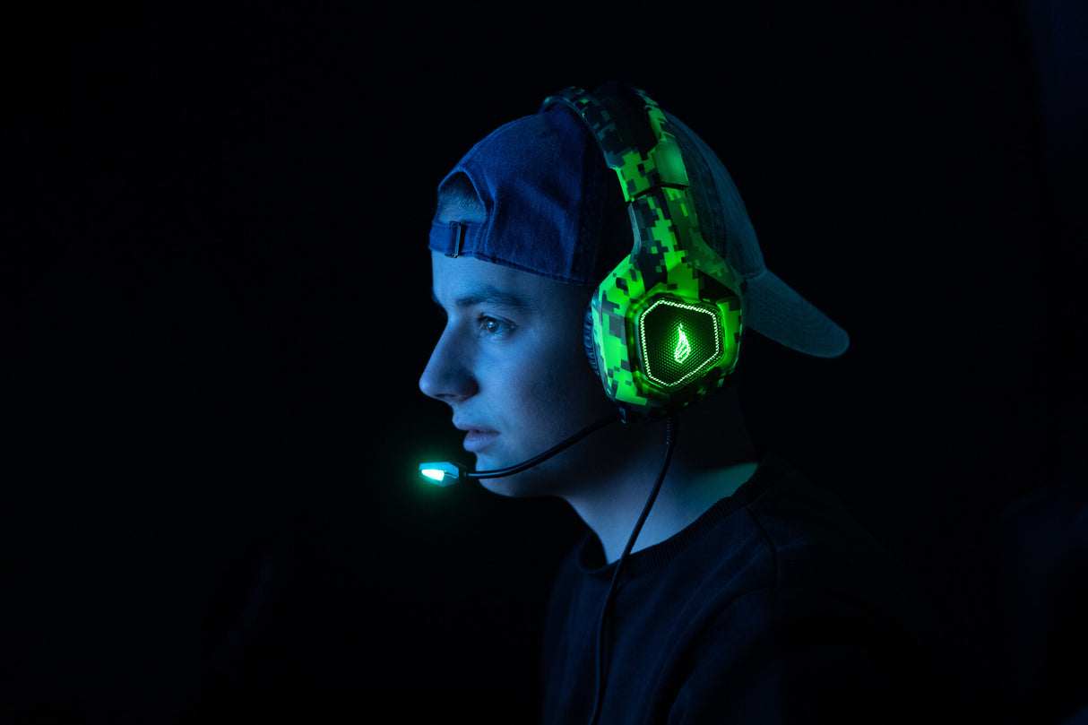 SureFire Skirmish Headset Ledningsført Spil USB Type-A Sort, Camouflage, Grøn