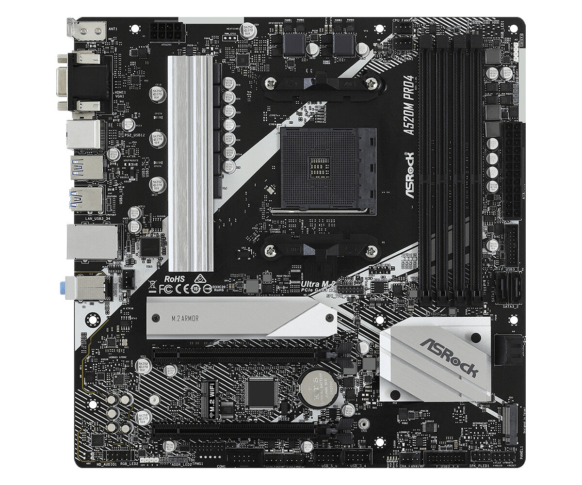 ASRock A520M Pro4 Micro-ATX AM4 AMD A520