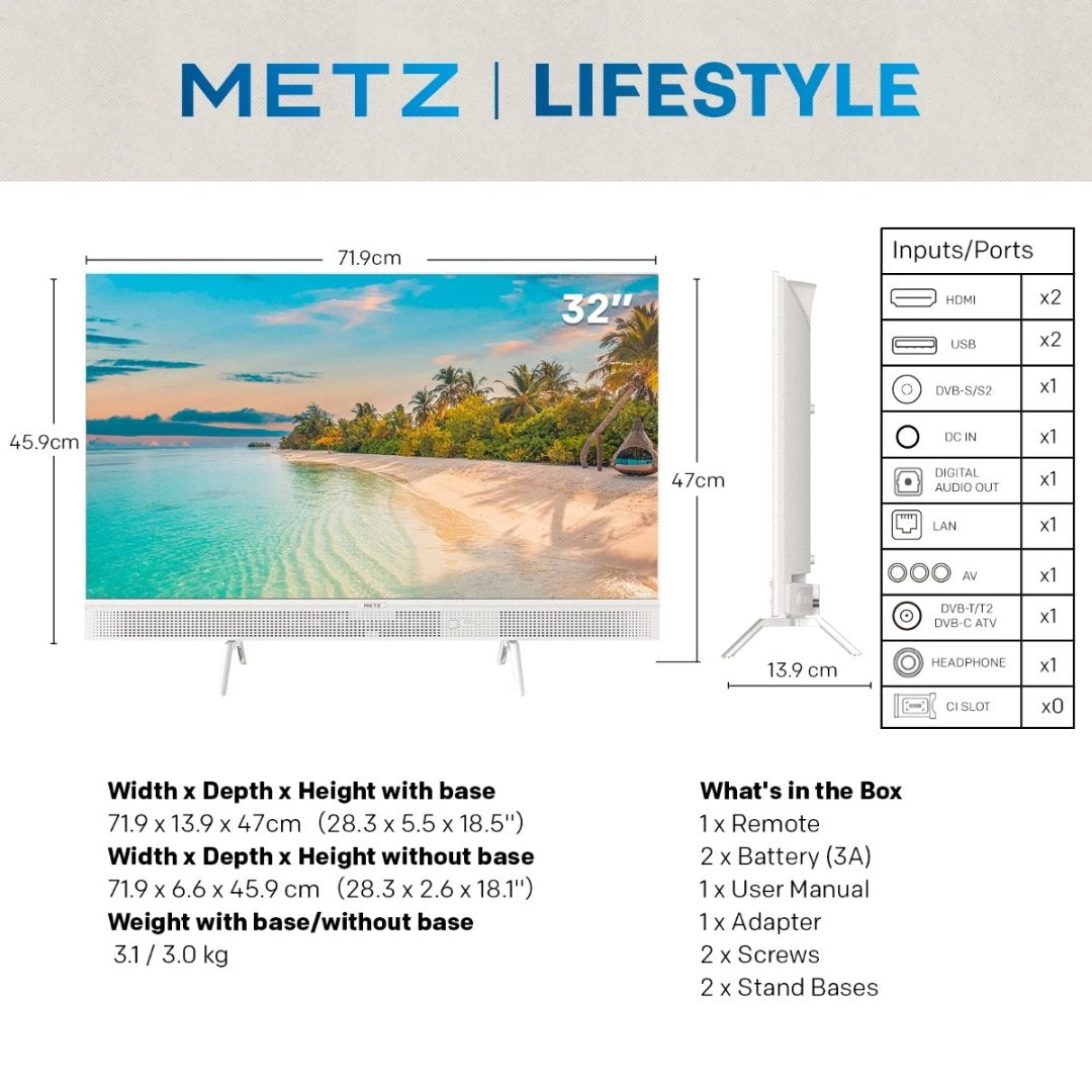 Metz 32MTE7000Z 32" Portable Google TV