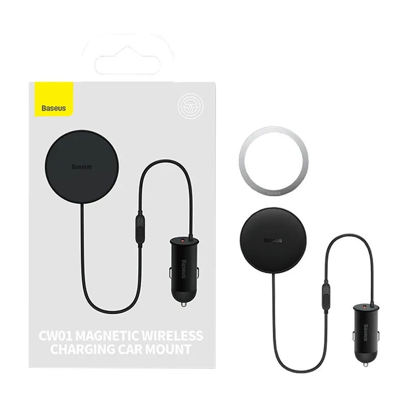 Magnetisk biltelefonholder Baseus CW01 til ventilationsnettet med biloplader USB-A, 15W + 25W (sort)