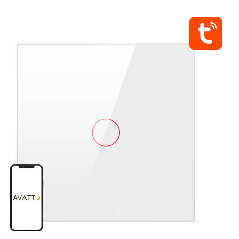 Smart Light Switch ZigBee Avatto ZTS02-EU-W1 1 Way TUYA (hvid)