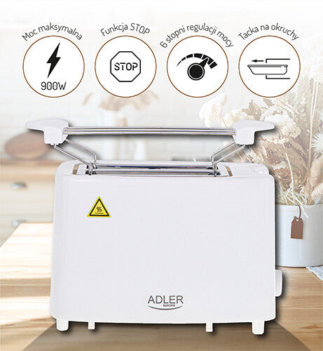 Adler AD 3223 brødrister 6 2 skive(r) 750 W Hvid