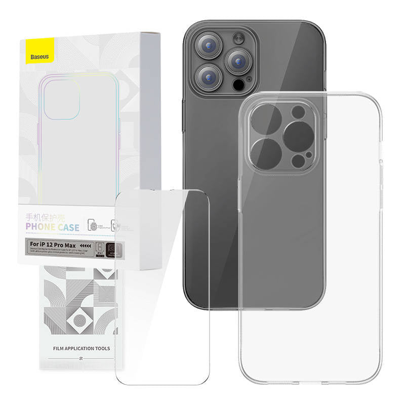 Gennemsigtigt æske og hærdet glas sæt Baseus Corning til iPhone 12 Pro Max