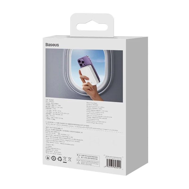 Powerbank Baseus Magnetic Mini 20000mAh, USB-C 20W MagSafe (hvid)