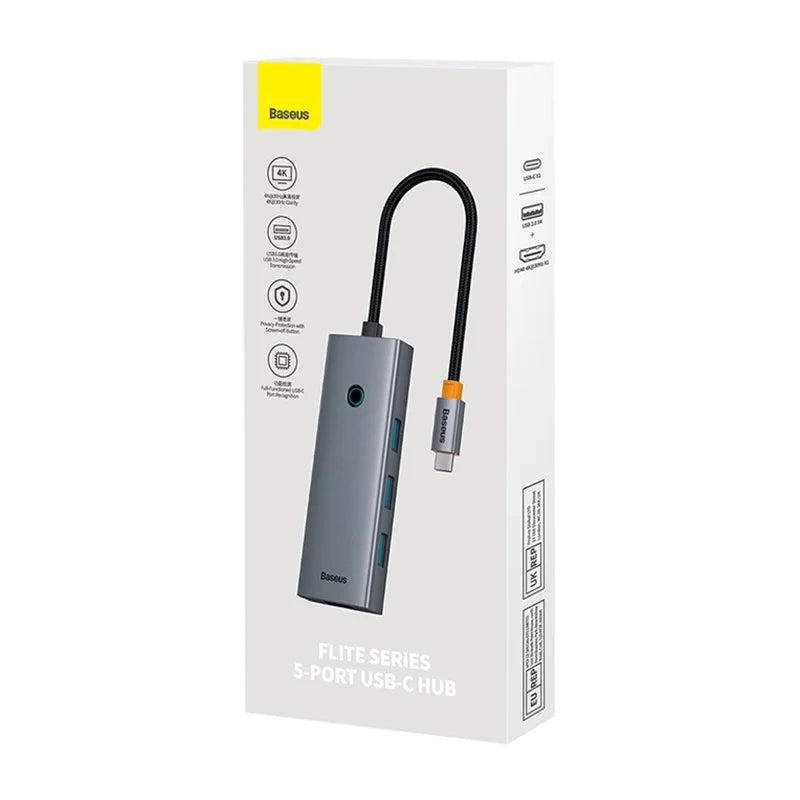 Hub 5w1 Baseus UltraJoy 5-Port (1xHDMI4K@30Hz + 4xUSB 3.0) grå