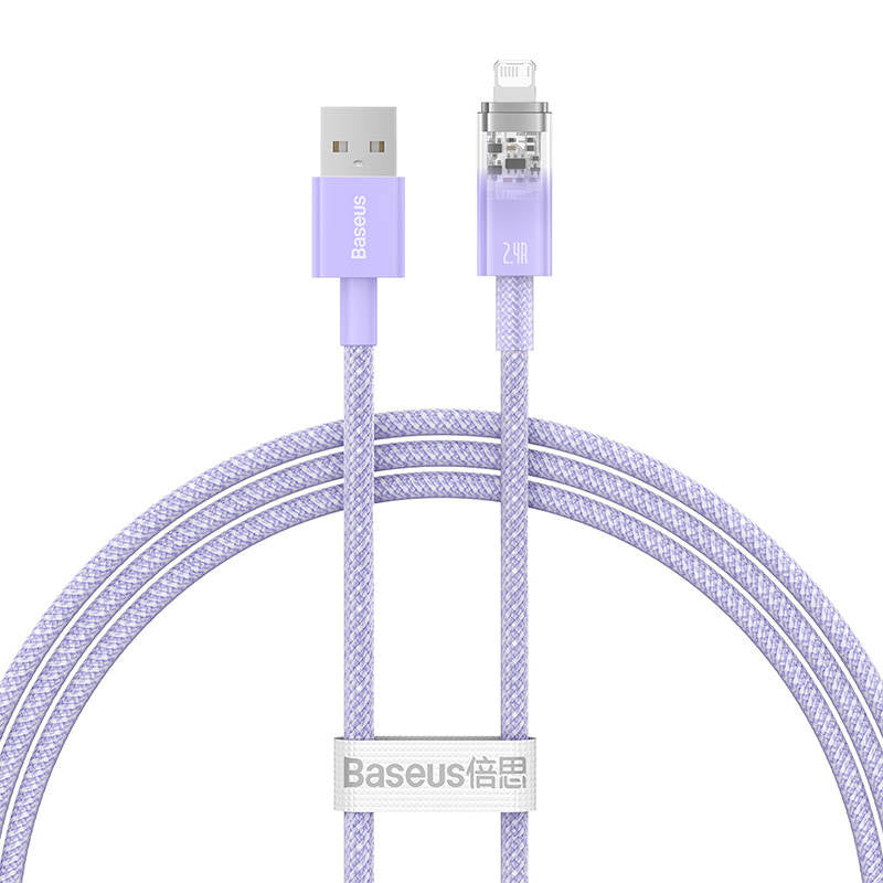 Hurtig opladning kabel Baseus USB-A til Lightning Explorer Series 1m 2.4A (lila)