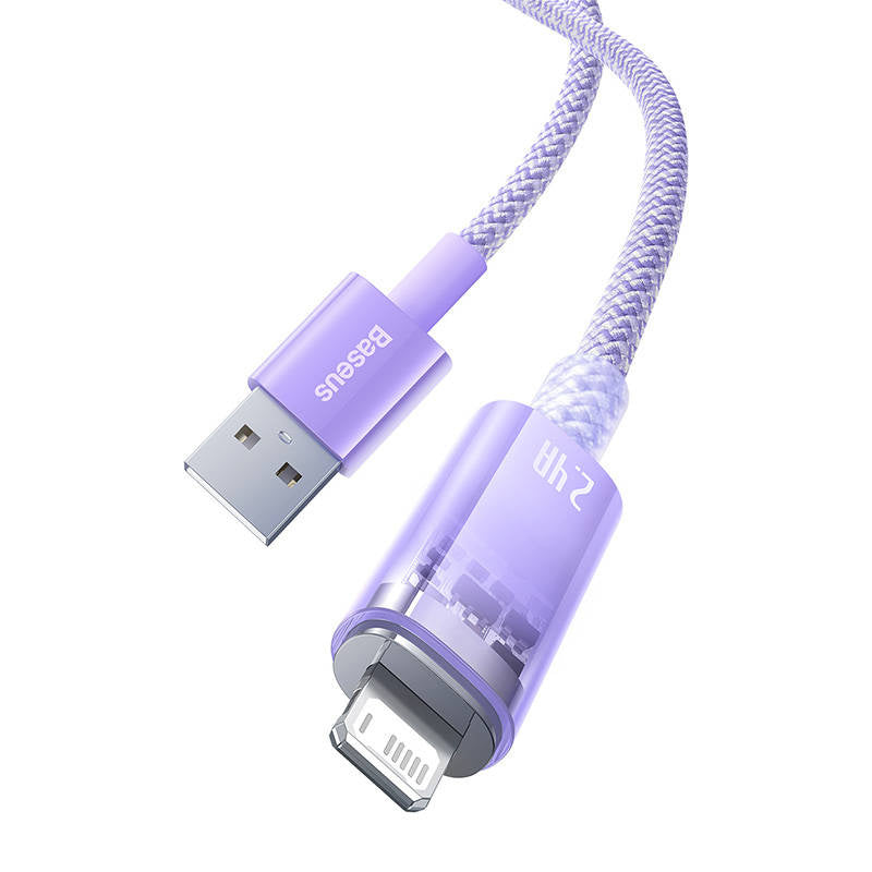 Hurtig opladning kabel Baseus USB-A til Lightning Explorer Series 1m 2.4A (lila)