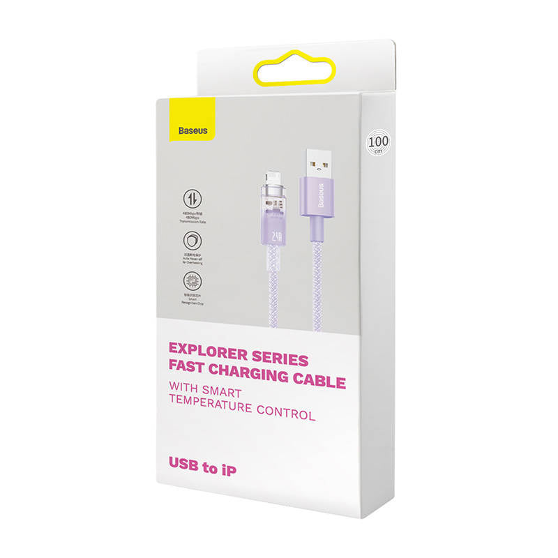 Hurtig opladning kabel Baseus USB-A til Lightning Explorer Series 1m 2.4A (lila)