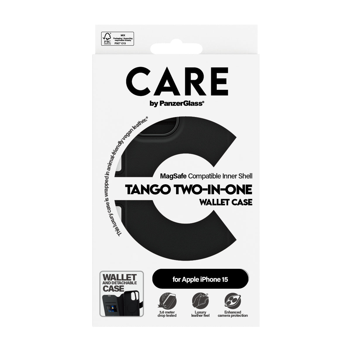 CARE by PanzerGlass Feature Case Tango Two-in-One Wallet w. MagSafe iPhone 15