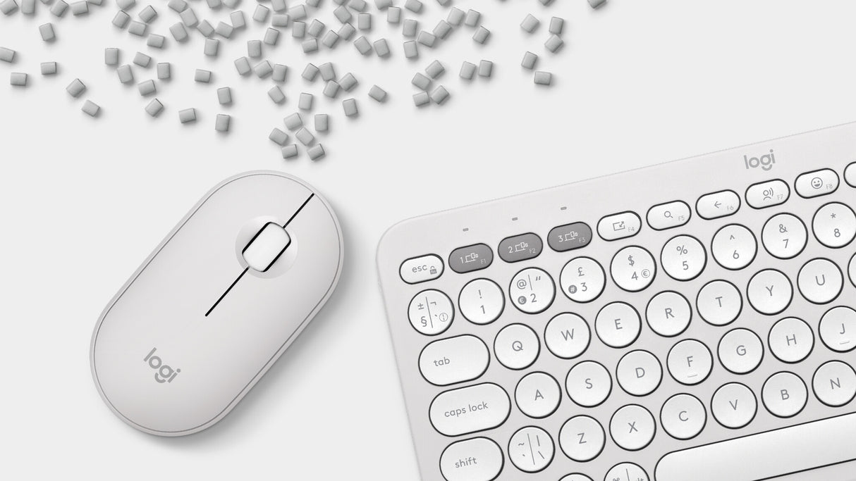 Logitech Pebble 2 Combo tastatur Mus inkluderet Universel RF trådløs + Bluetooth QWERTY US International Hvid