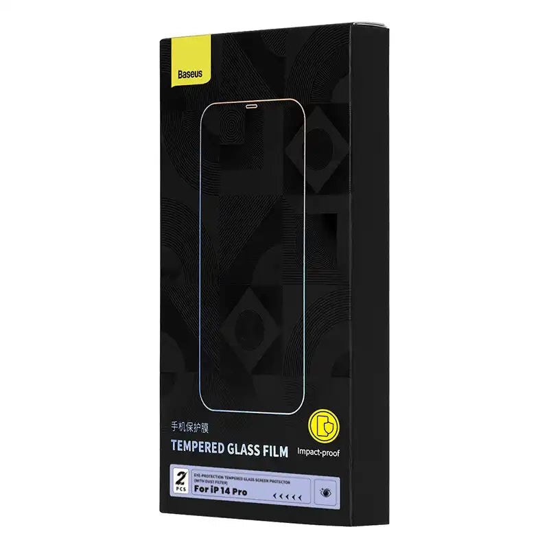 Hærdet glas med øjenbeskyttelsesfilter Baseus Crystal Series iPhone 14 PRO