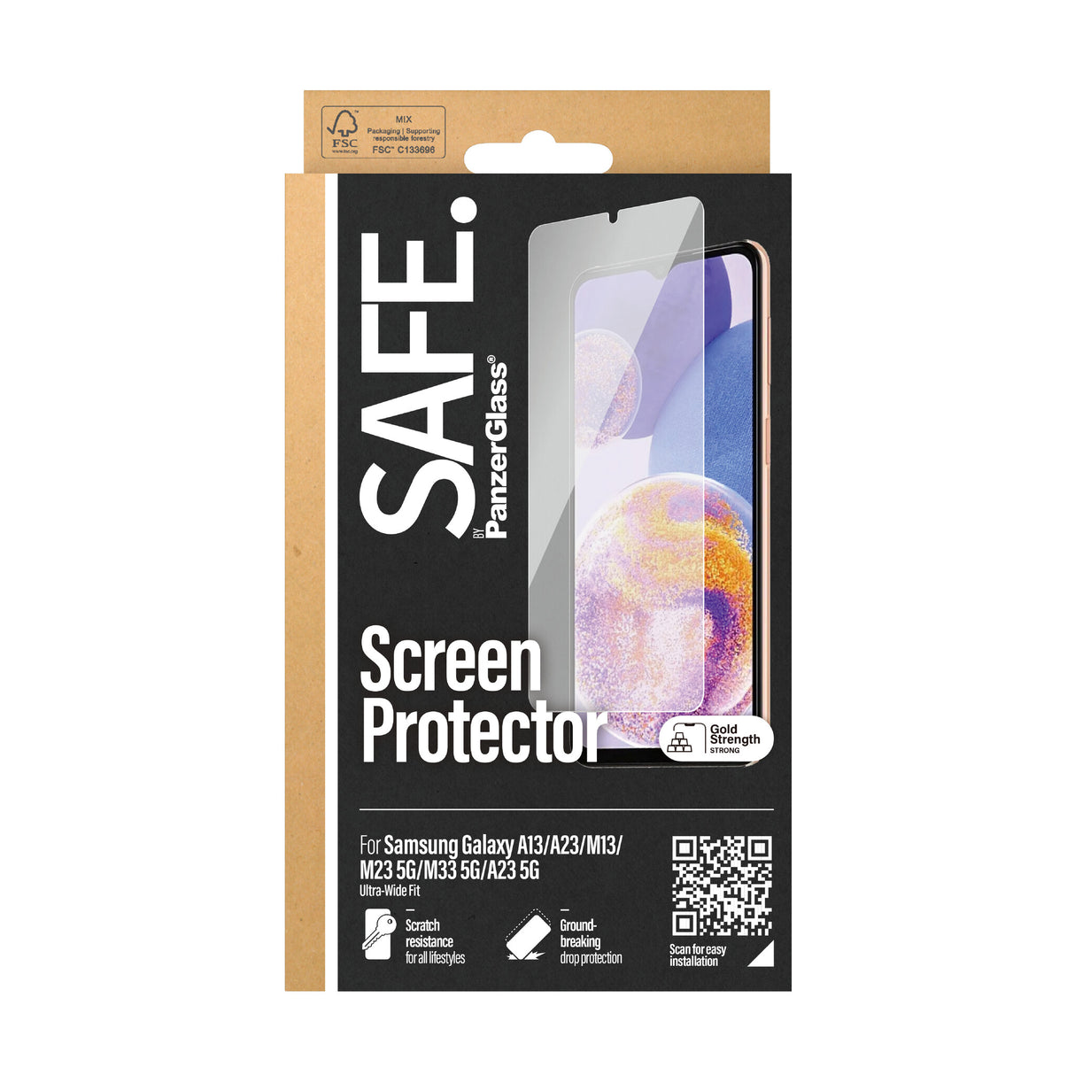PanzerGlass SAFE. by ® Skærmbeskyttelse Samsung Galaxy A13 | A23 | M13 | M23 5G | M33 5G | A23 5G | Ultra-Wide Fit