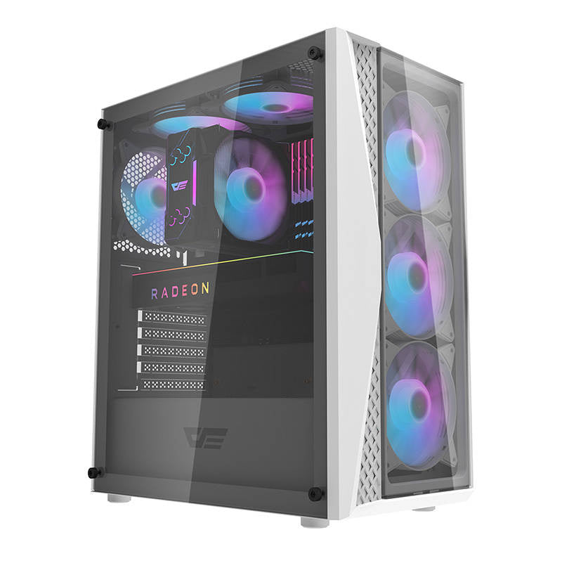 Darkflash DK352 Plus computerkasse (sort og hvid) + 4 ARGB-ventilatorer