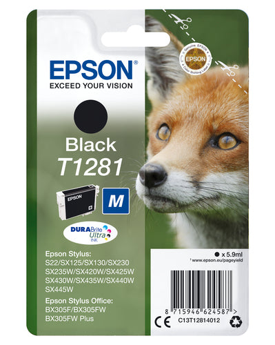 Epson Fox T1281 ræv DURABrite Ultra enkeltpakke sort blæk