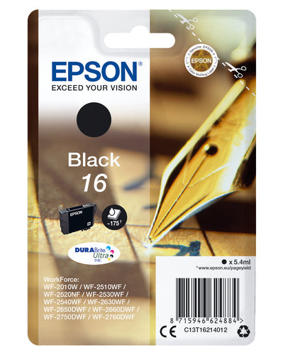 Epson Pen and crossword C13T16214012 blækpatron 1 stk Original Standard udbytte Sort